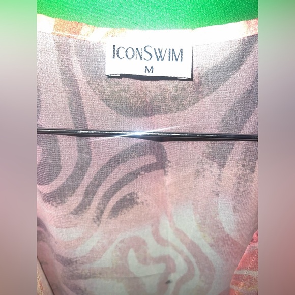 NWOT ICON Swim Bikini Sheer Swirl Pattern Kimono Cover Up size Medium - Picture 4 of 4